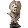 Pirata S con Cappello da Teschio Statuetta Personaggio Capitano Pirata Busto da Tavolo con Base per scaffale Domestico A 20x13x31cm (8x5x12 Pollici)