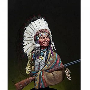 Risjc 1/12 Resina Busto Personaggio Busto Modello Antico Sioux Capo Unassemblato Non Verniciato Kit Modello // N98342