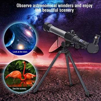 FECAMOS con treppiede per Bambini monoculare Mini telescopio astronomico Portatile Leggero con treppiede Pieghevole per Bambini Bambini educazione Studio