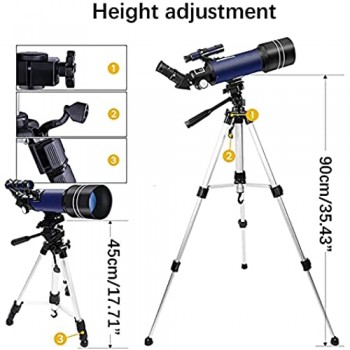 HUAQINEI Aerei e osservazione delle Stelle Ideale per Bambini e Adulti Nuovi alla Luna telescopio rifrattore 400/70 mm con treppiede e mirino telescopico telescopio astronomico