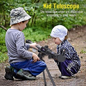 HUAQINEI Telescopio astronomico rifrattivo per Bambini e Principianti Telescopio Spaziale monoculare Giocattolo per Bambini con treppiede Regalo educativo