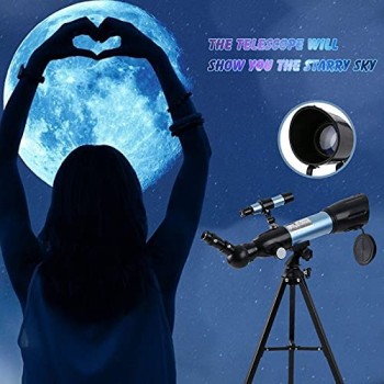 HUAQINEI Telescopio per Adulti Studenti e Bambini per Principianti - con treppiede da Tavolo per Un Compleanno - Telescopio astronomico per Smartphone