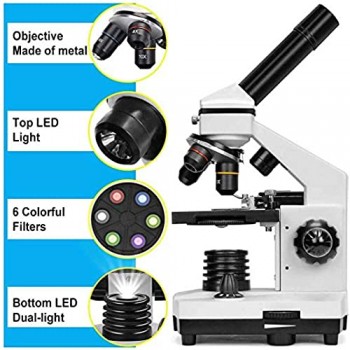 Solomark Microscopio 20x - 1280x Professional Monoculare Composto Biologico Set Microscopio Controllo Coassiale Grossa e Fine Focus - Con Adattatore Telefono e vetrini per Microscopio