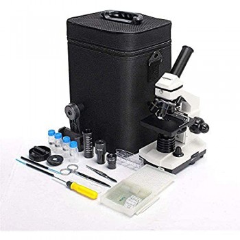 Solomark Microscopio 20x - 1280x Professional Monoculare Composto Biologico Set Microscopio Controllo Coassiale Grossa e Fine Focus - Con Adattatore Telefono e vetrini per Microscopio