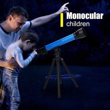 Telescope for Kids Astronomy Beginners Telescopio astronomico con treppiede e oculare 20X 40X 60X Space Kid\'s Explorer Educational Gift for Child Osservare Luna e Pianeta Spazio(Blu)