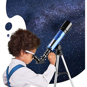 TELMU Telescopio Astronomico - Calibro 50 mm Lunghezza focale di 360 mm Telescopio per Principiante con Specchio Diagonale a 45 ° a Correggere Immagini Regali Educativi