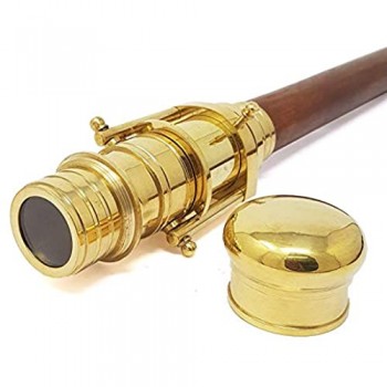 UK Gift Bastone telescopico pieghevole in ottone cannocchiale mazza telescopica con palissandro indiano