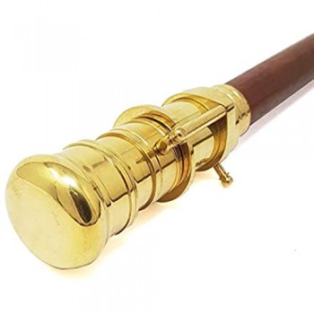 UK Gift Bastone telescopico pieghevole in ottone cannocchiale mazza telescopica con palissandro indiano