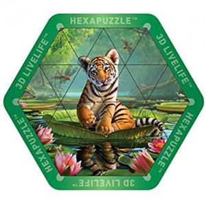 3D LiveLife Hexapuzzle - Tiger Lily. 3D lenticolare Tiger Puzzle con 24 pezzi magnetici! Gamma magnetica di puzzle da Deluxebase. Materiale illustrativo originale conceduto una licenza a dall'artista