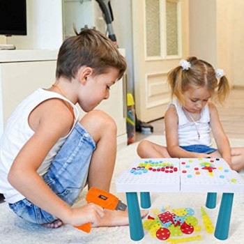 Colmanda Mosaico di Puzzle 3D 251 Pezzi Mosaico Bambini Giochi Giocattoli di Costruzione Montessori con Trapano Elettrico Puzzle Bambini Costruzioni Giocattoli per Bambino 3 4 5 Anni