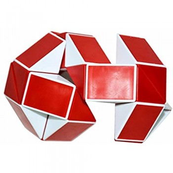 Coolzon® Serpente Magico Righello Snake Puzzle Cubo Speciale Speed Magic Cube di 24 Parti Bianco (Rosso)