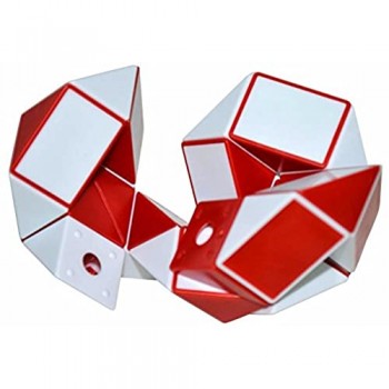 Coolzon® Serpente Magico Righello Snake Puzzle Cubo Speciale Speed Magic Cube di 24 Parti Bianco (Rosso)