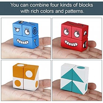 FancyWhoop Cubi da Costruzione Expression Puzzle Cambia Faccia Cubo Building Block Espressione Puzzle Montessori cubi Puzzle Emoji Geometrici Gioco di Abbinamento Emoji per rompicapo di Pensiero