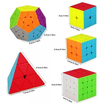 KidsPark Cubo Magico Speed Cube Set 2x2 3x3 4x4 Pyramid Pyraminx Megaminx Magic Cube Bundle di Cubi Puzzle 3D Senza Adesivo Liscio per Bambini e Adulti Confezione da 5