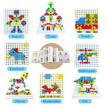 LEADSTAR 3D Mosaico di Puzzle 237 PCS Giochi Costruzione Montessori Set di Giocattoli Elettrici per Trapano DIY Educativi Regalo con Trapano per Bambini 3 4 5 Anni