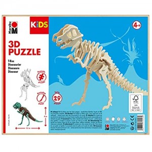 Marabu 0317000000021 - Puzzle in Legno 3D T-Rex Dinosauri 29 Pezzi 23 5 x 32 cm Marrone