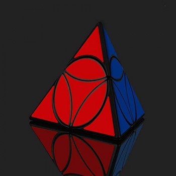 OJIN MO Fang GE Piramide di Yuanpan Triangolo Irregolare Puzzle a tetraedro a Quattro Assi Puzzle con cubo Pyraminx Puzzle con cubo Liscio Puzzle con Un treppiede cubo (Nero)