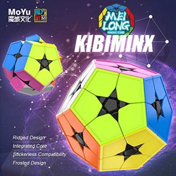 OJIN MoYu MoFang JiaoShi Meilong 2x2 Megaminx Dodecahedron Cube Cubing Classroom Meilong Kibiminx Smooth Puzzle Cube Giocattoli Speciali con Un cubo treppiede(Scrub Stickerless)