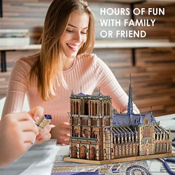 Piececool Puzzle 3D in metallo per adulti – Notre Dame Cattedrale Parigi DIY 3D in metallo modello per adulti ideale come regalo di compleanno per adulti 382 pezzi