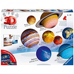 Ravensburger 11668 Il Sistema Planetario 3D Puzzleball 540 Pezzi Multicolore 8 pianeti Età Raccomandata 6+