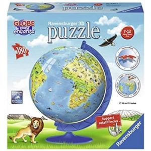 Ravensburger - 12339 - Puzzle 3D Mappamondo XXL 180 Pezzi (Versione Francese)