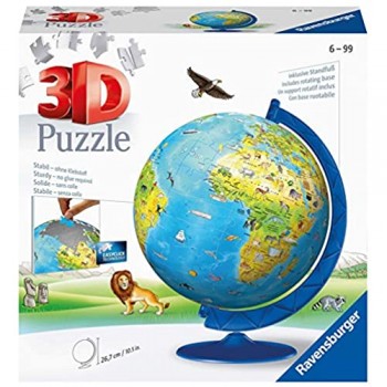 Ravensburger 12340 Globo 3D Puzzle 180 Pezzi Multicolore Età Raccomandata 7-12 Anni Dimensioni 26.7 x 23 cm