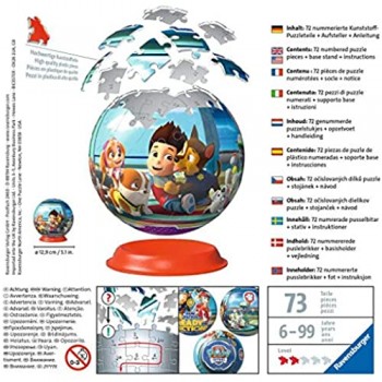 Ravensburger Italy- Paw Patrol Puzzle Ball 3D 72 Pezzi Multicolore 12186