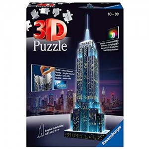 Ravensburger Puzzle 3D Empire State Building-Edizione Speciale Notte 216 Pezzi Colore Nero Luce LED 12566 1
