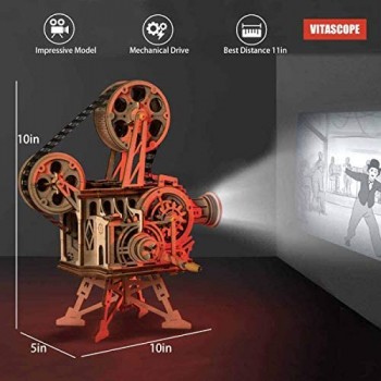 Robotime Meccanico Proiettore cinematografico - Puzzle 3D per Il Taglio di Modelli 3D per Il Legno - Giochi Artigianali in Legno per Bambini e Ragazzi