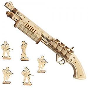ROKR Elastici Pistola in Legno da Assemblare Modello | Puzzle 3D da Costruire | Modello Meccanico per Bambini e Adulti (Terminator M870)