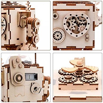 ROKR Puzzle in Legno 3D con Ingranaggi Scatola Musicale Manuale-Modello Meccanico Kit Giocattoli per Bambini o Adulti-Miglior Regalo per i Giorni di Compleanno / Bambini