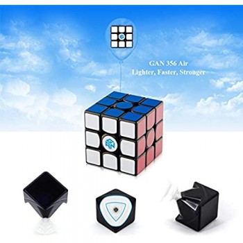 ROXENDA Gan 356 Air Speed Cube Professionale 3x3x3 Speedcube Ganspuzzle Cubo di velocità Puzzle Nero con Cube Stand And Bag