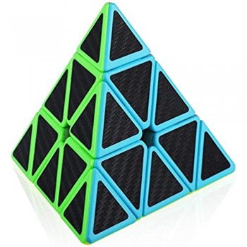TOYESS Piramide Pyraminx Triangolo Cubo Speed Cube 3x3x3 Cubo Magico Fibra di Carbonio Sticker Giocattolo Regalo per i Bambini e Adulto