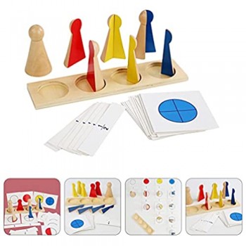 TOYANDONA Skittles Frazione Montessori Giocattoli di Legno Puzzle di Blocchi di Costruzione Cubo Matematica Manipulatives Giocattoli Educativi di Apprendimento con Il Simbolo di Carte per I