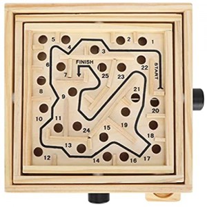 Wooden Maze Game Labyrinth Board Track Ball Puzzle Gaming Educational Toy 25 Holes Easy Challenge Around The Maze Toy Improve Concentration Educational Toy for Play Game