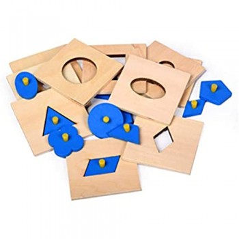 YeahiBaby Giochi Incastro Bambini Geometrici Legno Giocattoli Legno Montessori 10 Pezzi