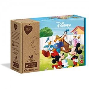 Clementoni - Play For Future - Disney Mickey Classic Puzzle per bambini 4 anni+ 3x48 pezzi Colore Multicolore 25256