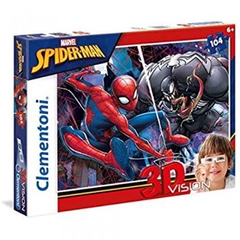 Clementoni- Spiderman Puzzle 3D Vision Colore Neutro 104 Pezzi 20148