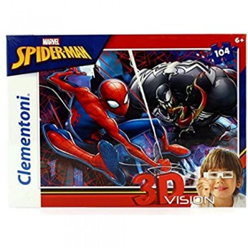 Clementoni- Spiderman Puzzle 3D Vision Colore Neutro 104 Pezzi 20148