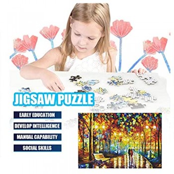 GuDoQi Puzzle da 1000 Pezzi Adulti Puzzle in Legno Passeggiata Notturna Piovosa per Bambini Adolescente