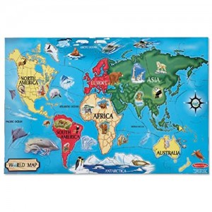 Melissa & Doug- Mappa del Mondo Puzzle da Pavimento Multicolore 10446