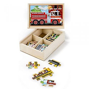 Melissa & Doug- Vehicles Puzzle in Legno Multicolore 3794