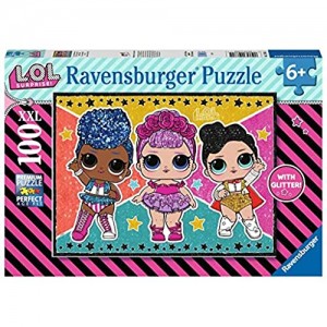 Ravensburger- L.O.L Glitter Puzzle per Bambini Multicolore 100 Pezzi 12881