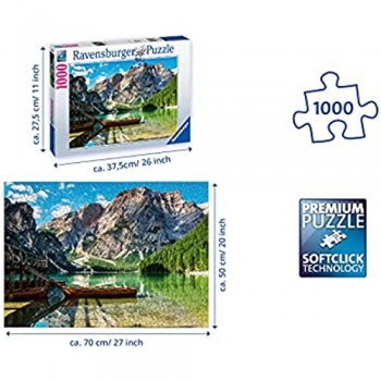 Ravensburger Puzzle 1000 Pezzi Lago di Braies - Dolomiti Puzzle per Adulti Linea Foto & Paesaggi Relax Stampa di Alta Qualità Dimensioni 70x50 cm