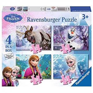 Ravensburger Puzzle Frozen 4 Puzzle in a Box 12-16-20-24 Pezzi Puzzle per Bambini Età Consigliata 4+ Anni