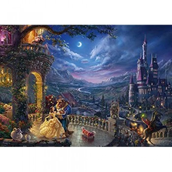 Schmidt- Puzzle Disney la Bella e la Bestia-Ballo al Chiaro di Luna di Thomas Kinkade 1000 Pezzi 59484