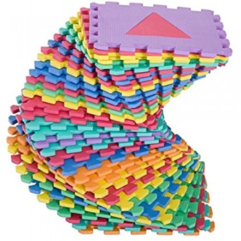 homcom Tappeto Puzzle 36 Pezzi Tappeto da Gioco per Bambini Multicolore con Figure Geometriche Eva 31 × 31cm