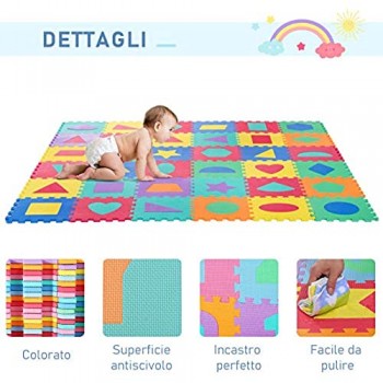 homcom Tappeto Puzzle 36 Pezzi Tappeto da Gioco per Bambini Multicolore con Figure Geometriche Eva 31 × 31cm