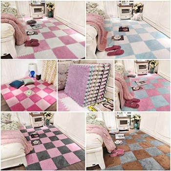 miwaimao - Tappetino da gioco 10 pezzi con blocco in schiuma EVA adatto per giochi per bambini camera da letto soggiorno palestra (30 x 30 x 1 cm) bianco + rosa + viola