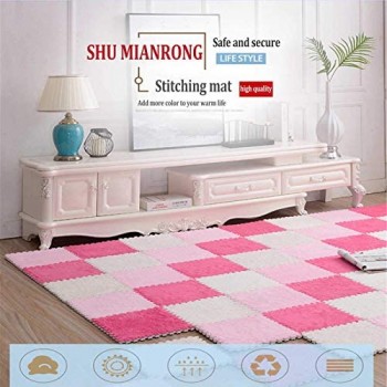 miwaimao - Tappetino in peluche a forma di puzzle per bambini adatto per giochi per bambini soggiorno camera da letto palestra decorazione perfetta blu + rosa